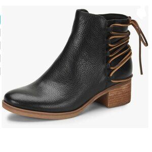 YDN Black Round Toe Stacked Low Chunky Heel Ankle Boots Side Zipper Dress Shoes